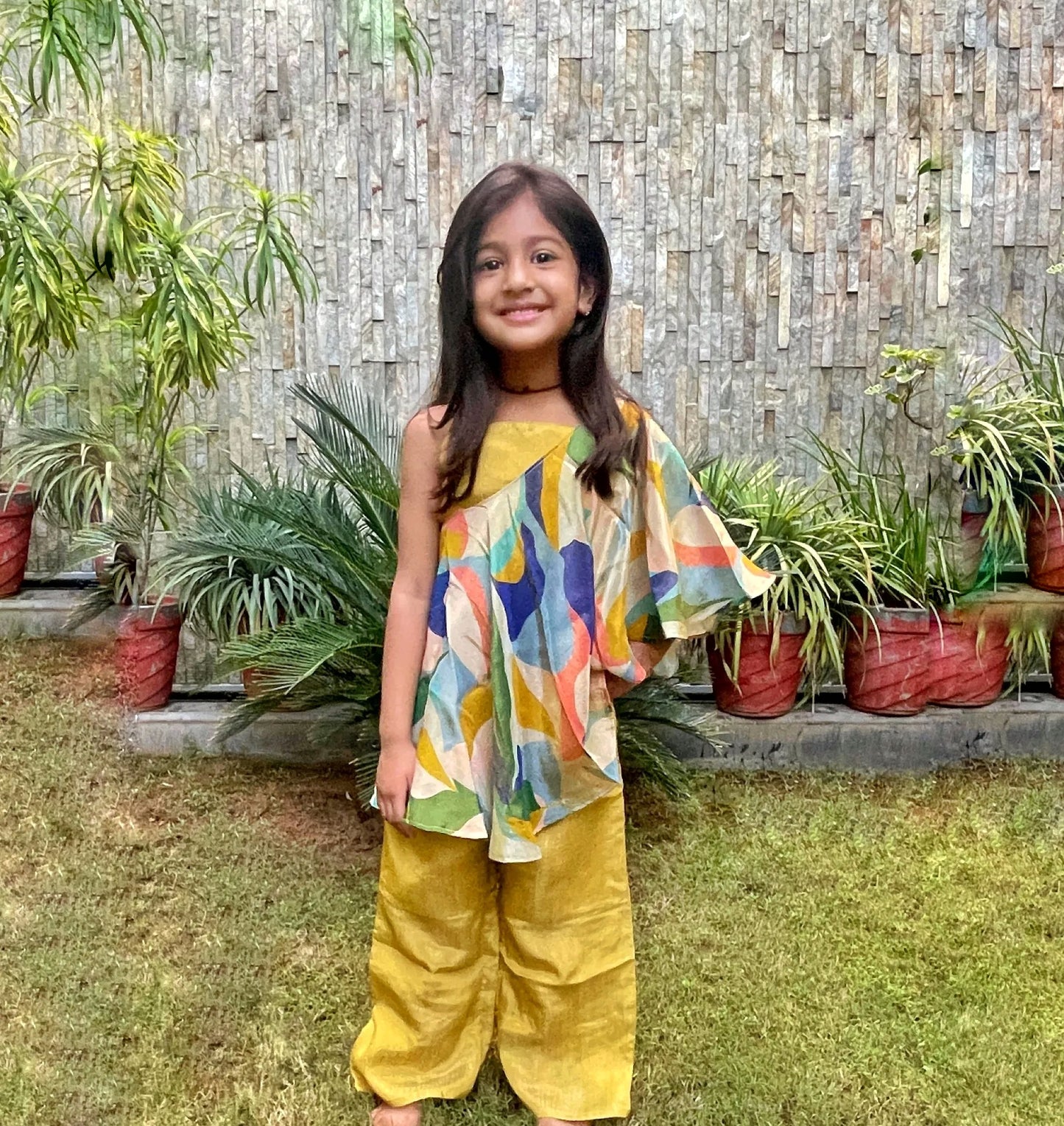 Crop Top, Pants with Shrug and Poncho
